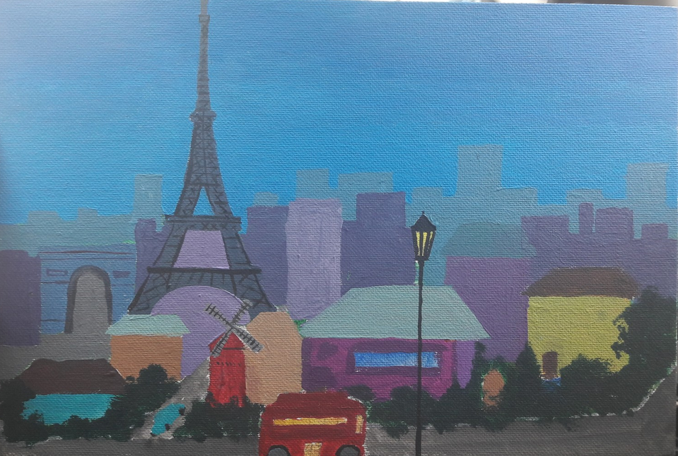 Детский рисунок - Волшебные сны о Париже