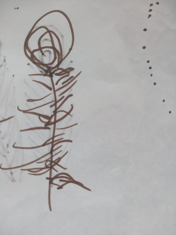 Детский рисунок - перо павлина