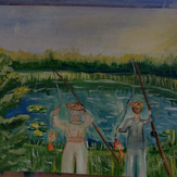 Рисунок "Рыбалка на озере Неро" на конкурс "Конкурс детского рисунка "Моя Семья - 2021""