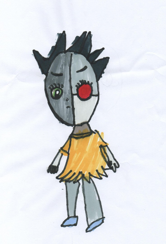 Детский рисунок - Девочка-робот