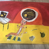 Рисунок "Кошечка внутри ракеты" на конкурс "Конкурс детского рисунка “Таинственный космос - 2018”"