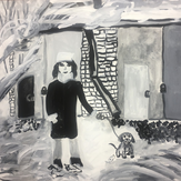 Рисунок "Мамина прогулка с нашим щенком" на конкурс "Конкурс творческого рисунка “Свободная тема-2020”"