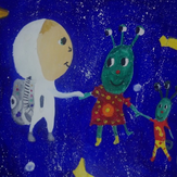 Рисунок "Лева и пришельцы" на конкурс "Конкурс детского рисунка “Таинственный космос - 2018”"