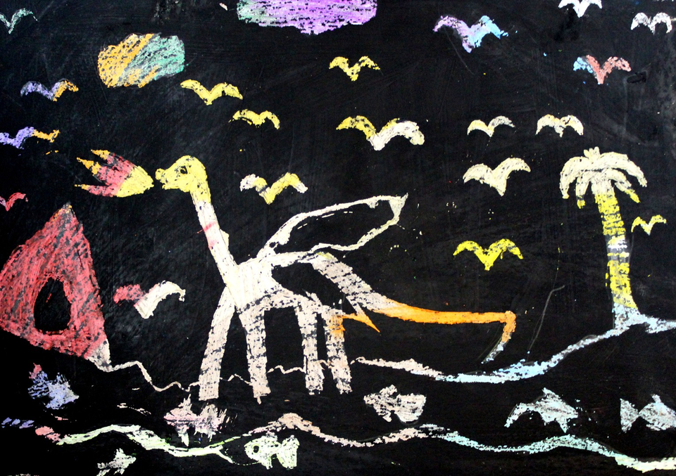 Детский рисунок - Древний динозавр