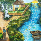 Рисунок "Домик у реки" на конкурс "Конкурс творческого рисунка “Свободная тема-2022”"