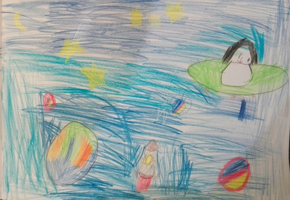 Детский рисунок - Космическое путешествие