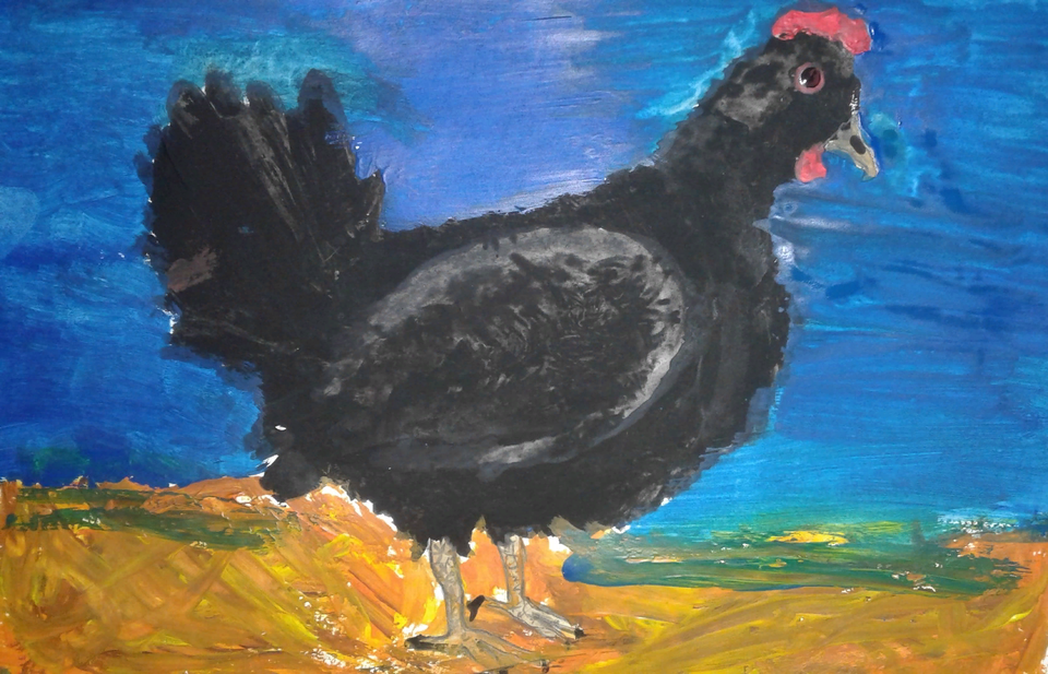 Детский рисунок - Черная Курица