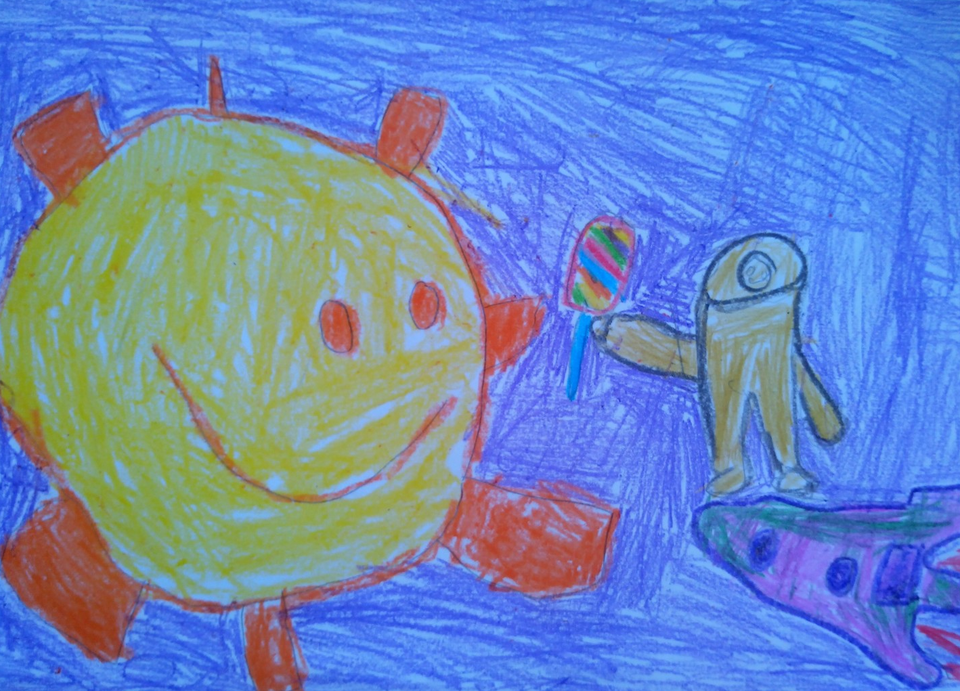 Детский рисунок - По дороге на Луну