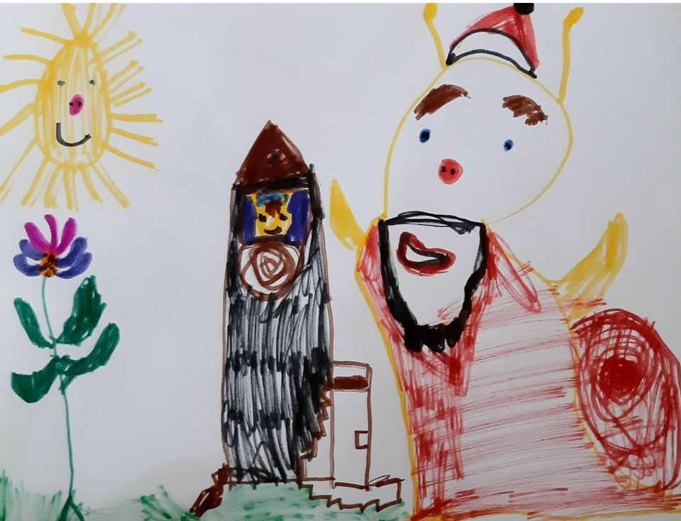 Детский рисунок - Улиточный Дед Мороз