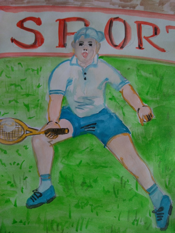 Детский рисунок - Теннисист
