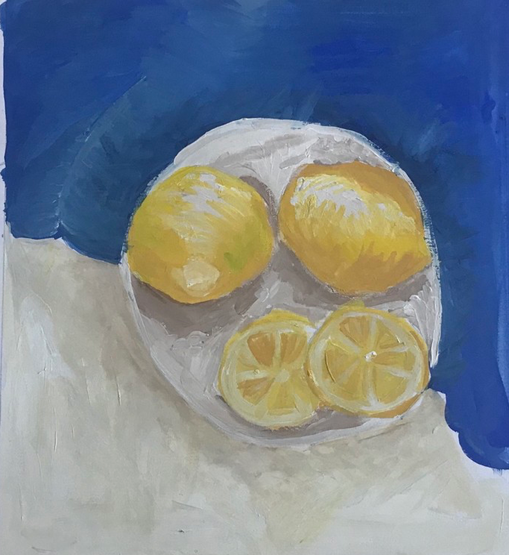 Детский рисунок - Лимоны на блюдце