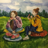 Рисунок "Вкусный арбуз" на конкурс "Конкурс детского рисунка “Как я провел лето - 2020”"