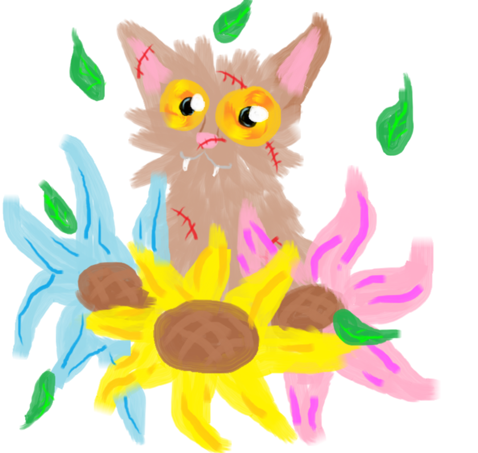 Детский рисунок - я в виде кошки-воительницы