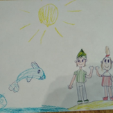 Рисунок "Мы пришли на пляж сегодня" на конкурс "Конкурс детского рисунка “Чудесное Лето - 2019”"