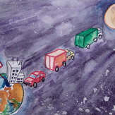 Рисунок "Космическое будущее" на конкурс "Конкурс детского рисунка по 6-й серии сериала Рисовашки "На Луну""