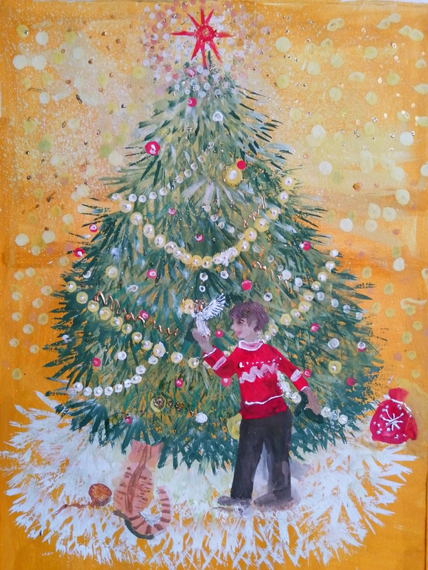 Детский рисунок - Чудесное Рождество