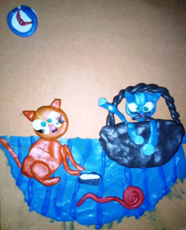 Детский рисунок - Веселые котята