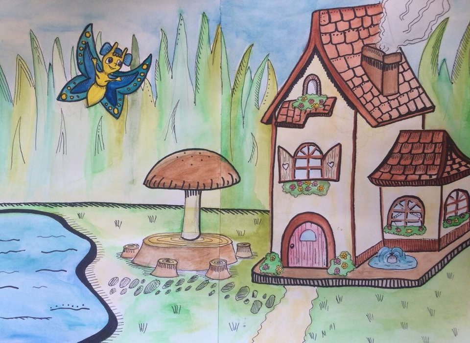 Детский рисунок - Дом и сад Эвелинки