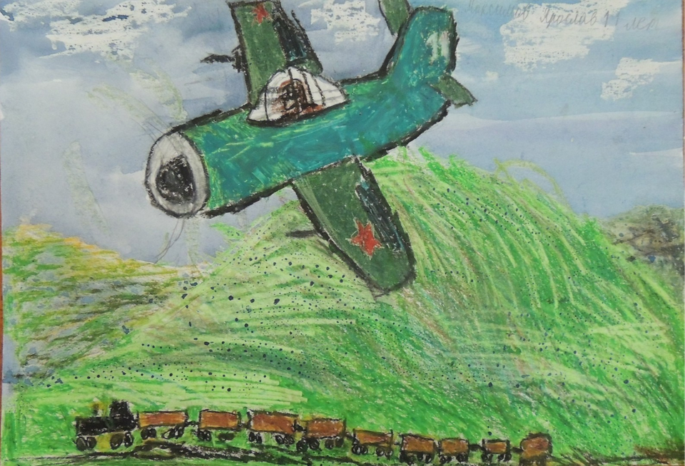 Детский рисунок - В небе Заполярья Иван Бочков