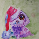 Рисунок "Новогодний щенок" на конкурс "Конкурс рисунка "Новогоднее Настроение 2017""
