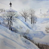Рисунок "Зимний Суздаль" на конкурс "Конкурс творческого рисунка “Свободная тема-2020”"