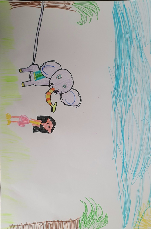 Детский рисунок - слоник пылесос