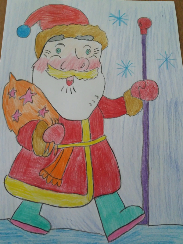 Детский рисунок - Здравствуй Дедушка Мороз