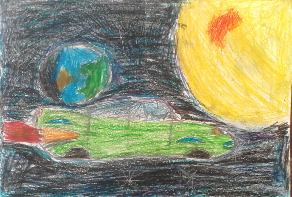 Детский рисунок - Такой далёкий близкий космос