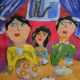 Рисунок "Вечернее чаепитие" на конкурс "Конкурс творческого рисунка “Моя Семья - 2019”"