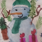 Рисунок "Модный снеговик" на конкурс "Конкурс творческого рисунка “Свободная тема-2022”"