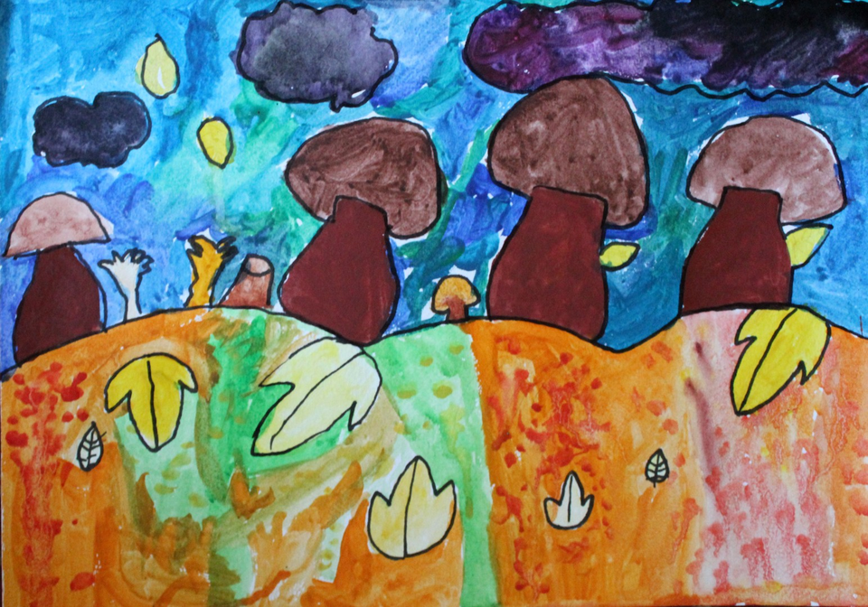 Детский рисунок - Пасмурная осень