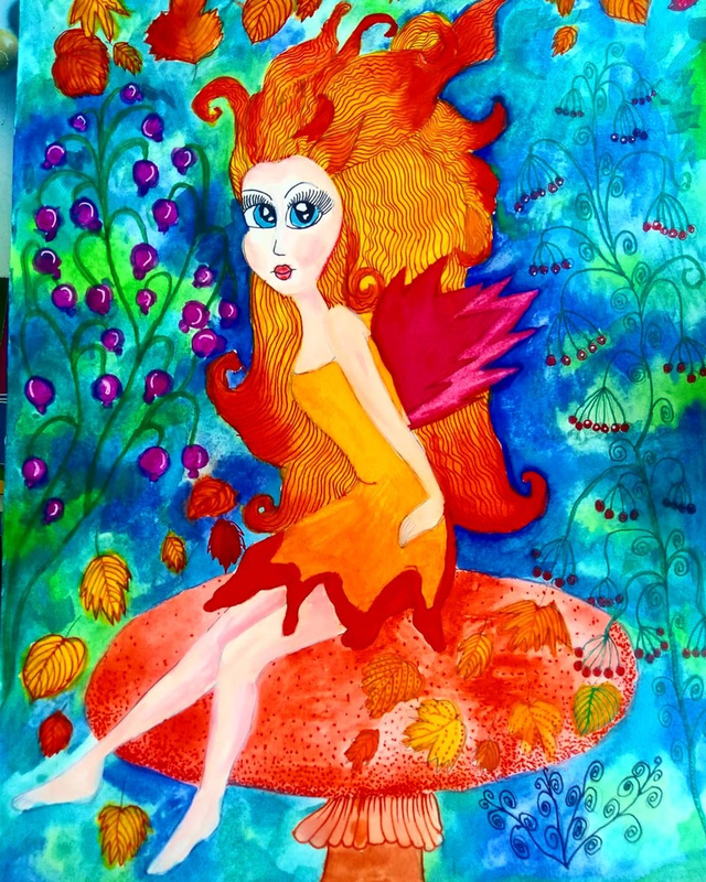Детский рисунок - Осенняя фея