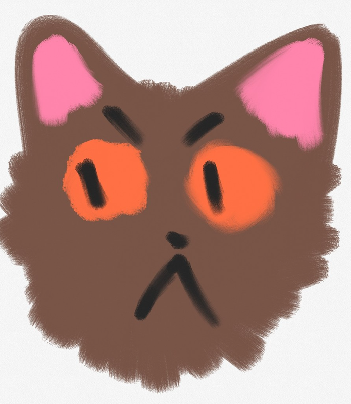 Детский рисунок - Сердитый  кот