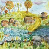Рисунок "Осень в деревне" на конкурс "Конкурс творческого рисунка “Свободная тема-2022”"