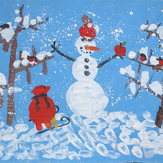 Рисунок "Снеговик" на конкурс "Конкурс рисунка "Новогоднее Настроение 2017""
