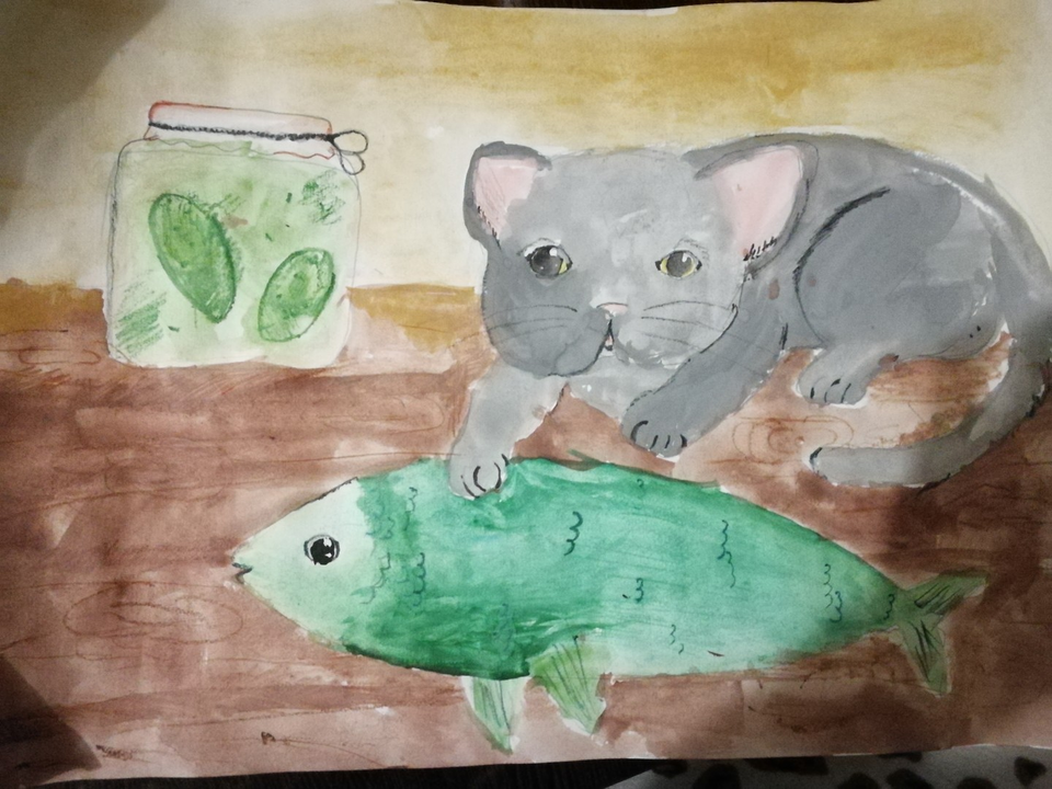 Детский рисунок - Рыбка моя