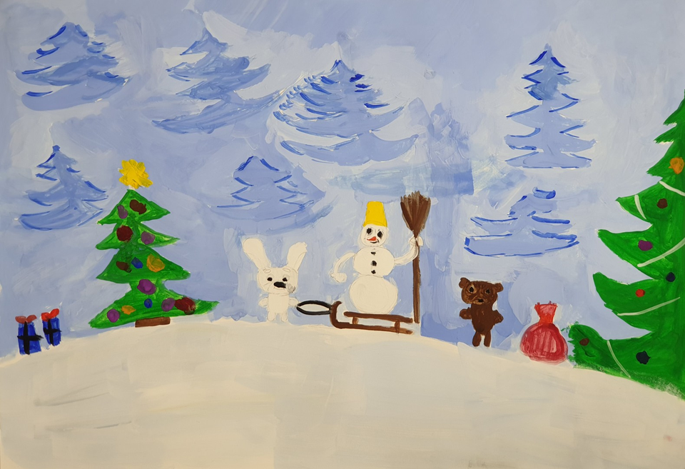 Детский рисунок - Лесная новогодняя почта