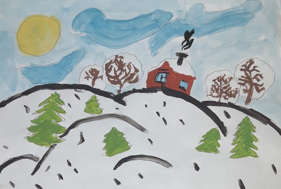 Детский рисунок - Зимушка-зима