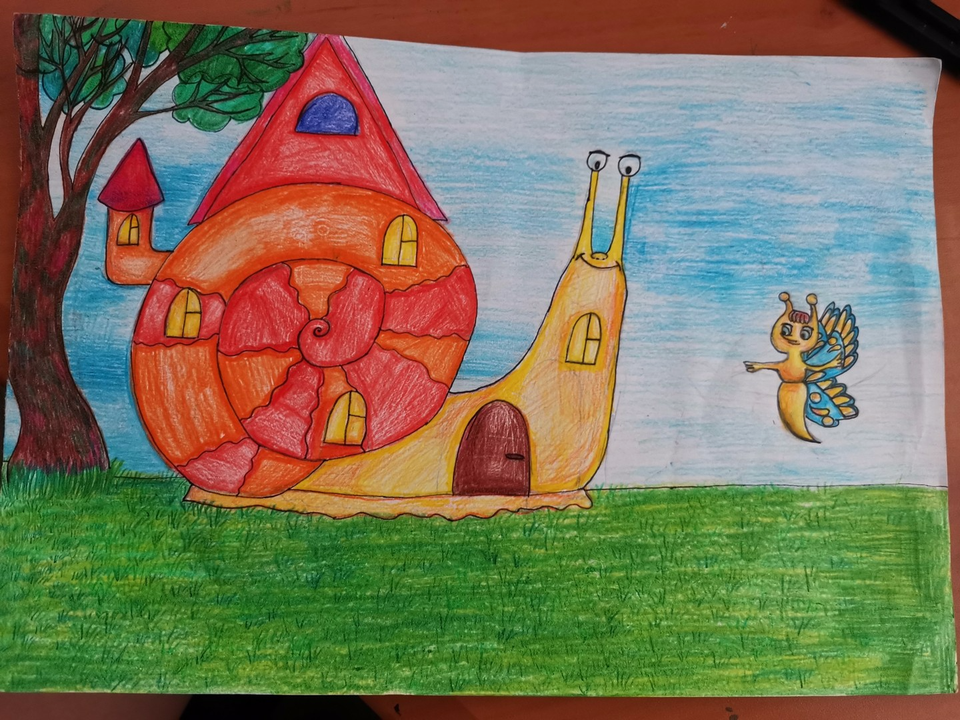 Детский рисунок - Родной домик для Эвелинки