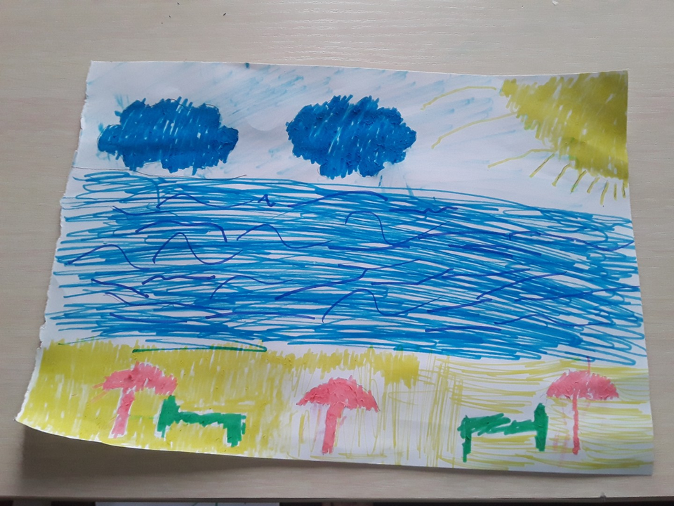 Детский рисунок - Лето на море