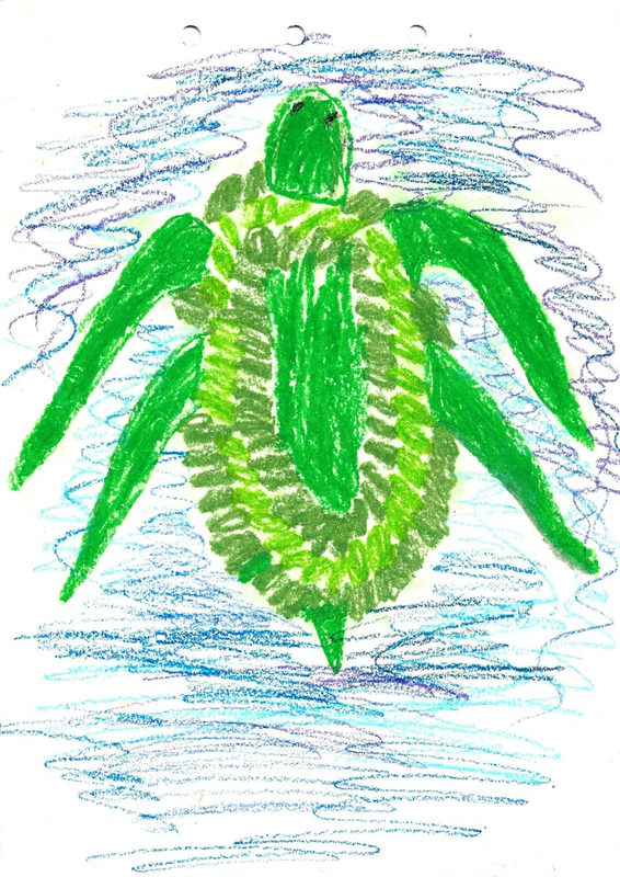 Детский рисунок - Морская черепаха