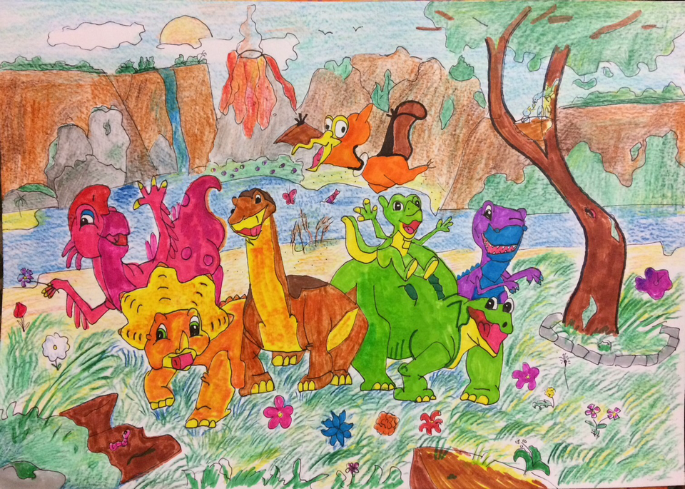 Детский рисунок - Динозаврики