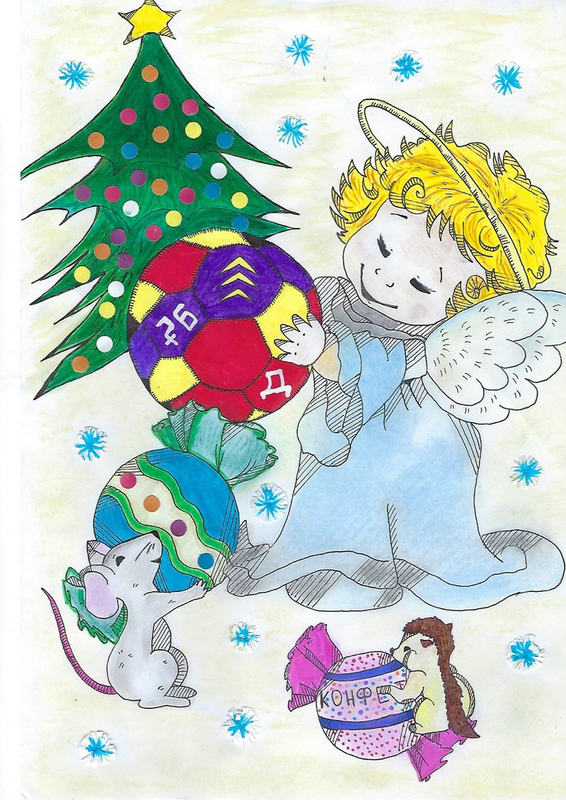 Детский рисунок - Новогодний ангел