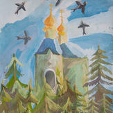 Рисунок "Монастырь в лесу"