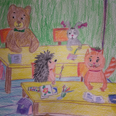 Рисунок "Зверюшки-первоклашки" на конкурс "Экспресс-конкурс детского рисунка "Школа Животных""