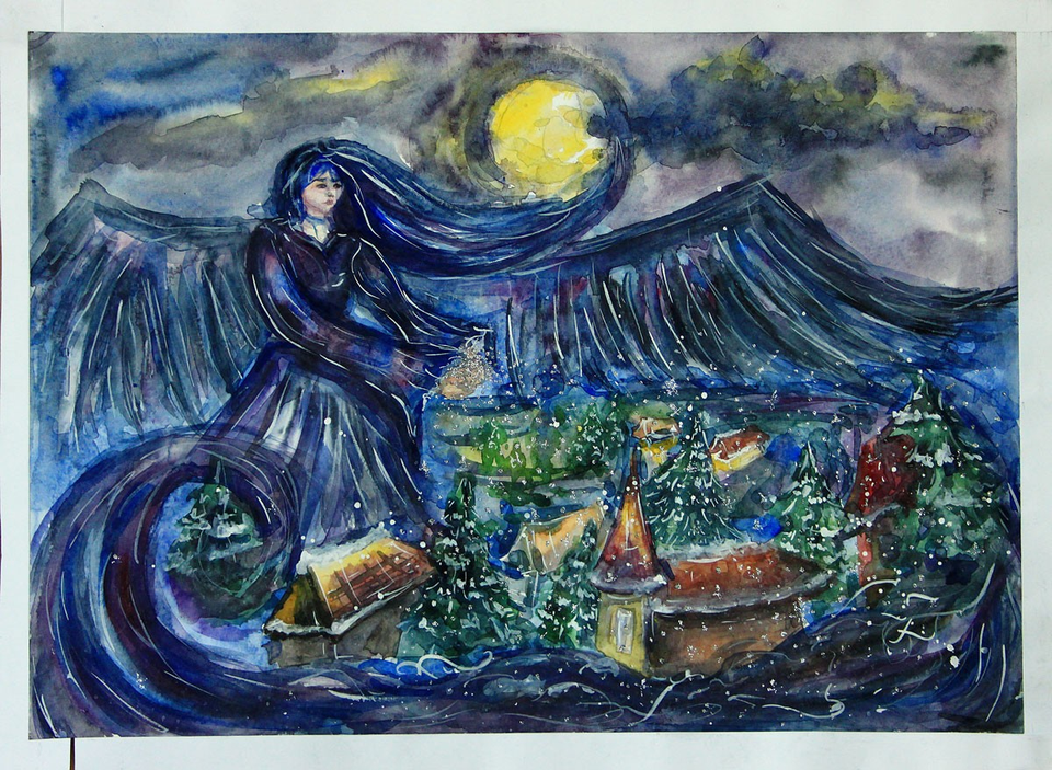 Детский рисунок - Ночь