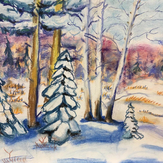 Рисунок "Наш лес зимой" на конкурс "Конкурс детского рисунка “Мой родной, любимый край”"