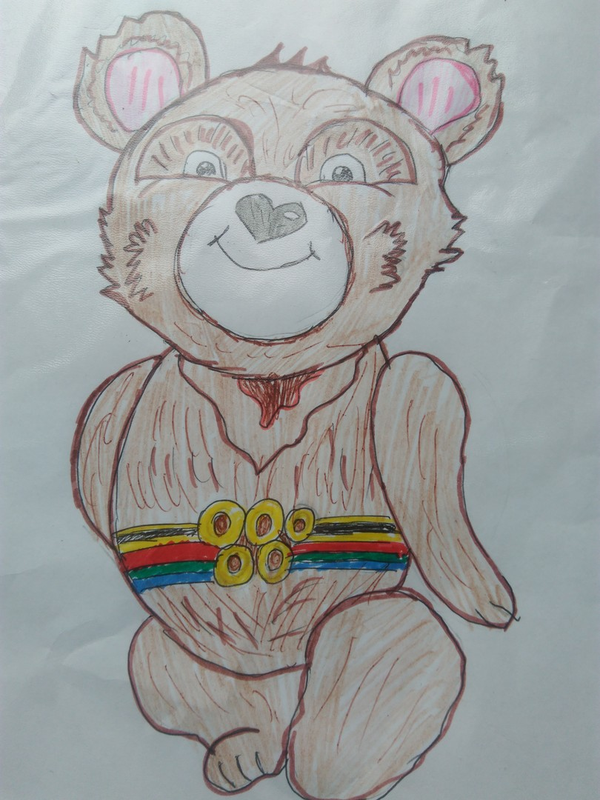 Детский рисунок - Олимпийский мишка
