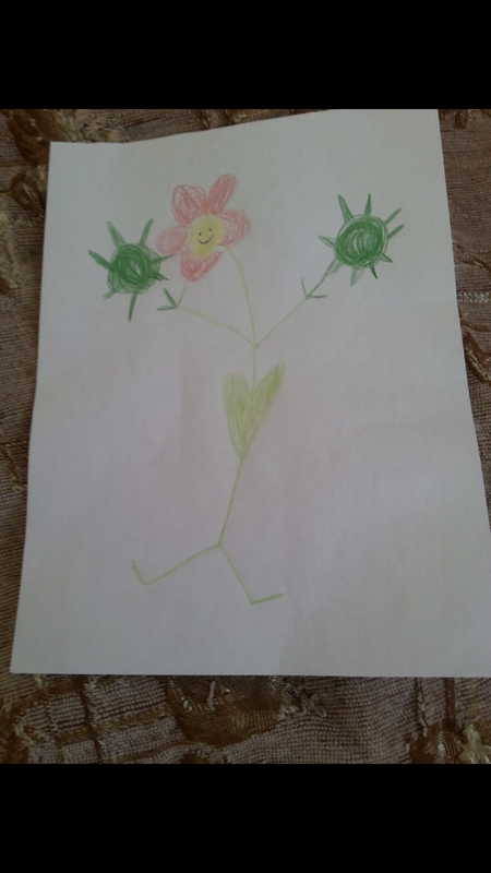 Детский рисунок - running flower