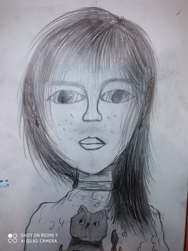Детский рисунок - Лицо девушки